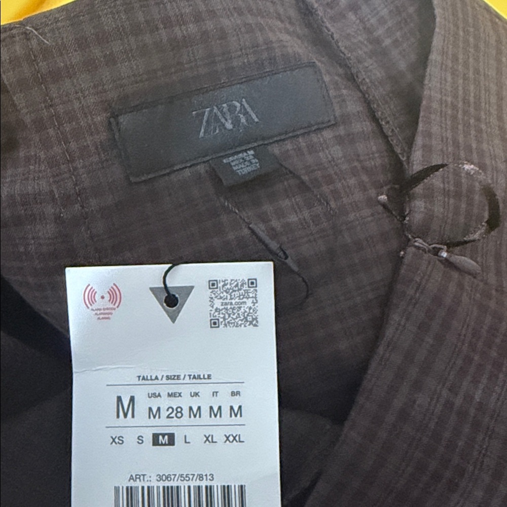 Zara Brown-Checked Mini Skirt with Buckle Detail‎ NWT Size M - Picture 3 of 3